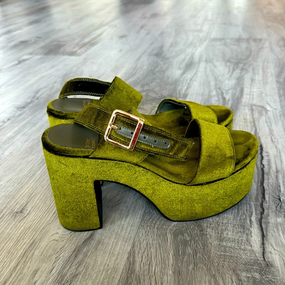 Jeffrey Campbell Shoes - JEFFREY CAMPBELL CRUSHED GREEN VELVET PLATFORMS